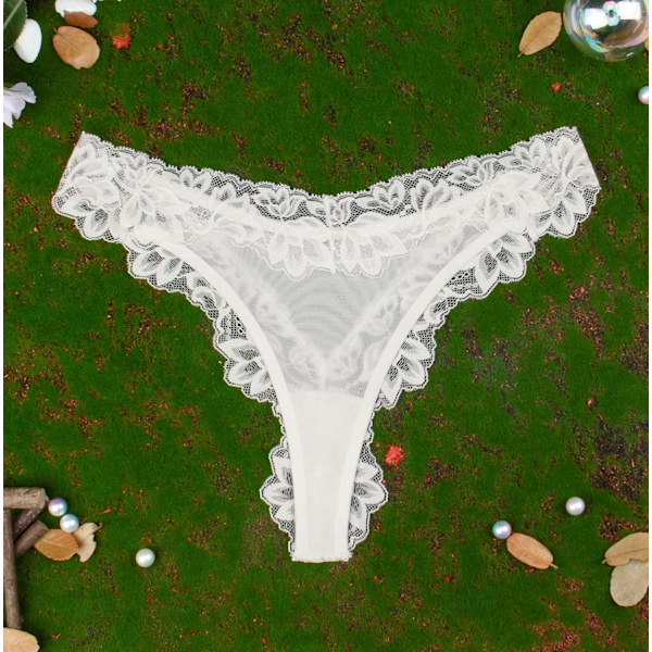 2025 Senaste Modell Sexiga Damunderkläder Tangas De Mujer Spets Trosor V-Form G-String Tanga Vit 642 Stor