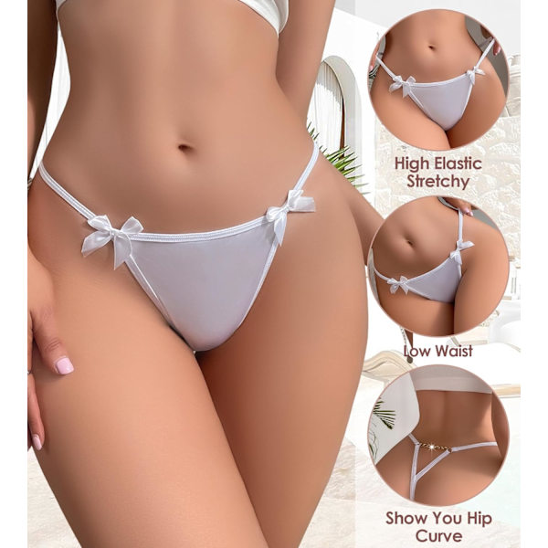 2025 Senaste Modell G-String Trosor för Kvinnor Låg Midja Sexiga Underkläder Osynliga Cheeky T-Back Bikini Trosor 4-Pack D-4 Pack Large