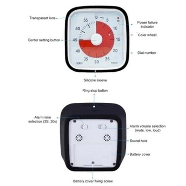 Visuell Timer 60min - Klassrumsskola för barn Svart