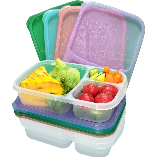 4-pack Bento Lunchlåda med fack. Återanvändbara lunchlådeset