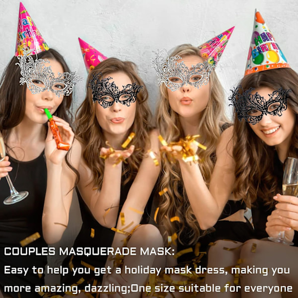 2025 Senaste Modell 2st Maskeradmask för Kvinnor Venetiansk Karneval Mardi Gras Spetsmasker För Kvinnor & Par Halloween Party Deco