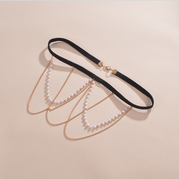 Beach Imitation Pearl Leg Loop Body Chain Minimalist Pearl