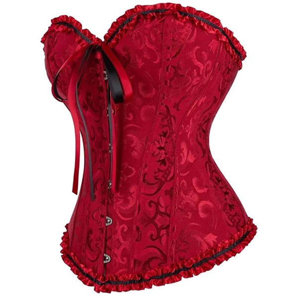 Underbust-korsetter för kvinnor Bustier Randig Plus Size Wine Red 6XL