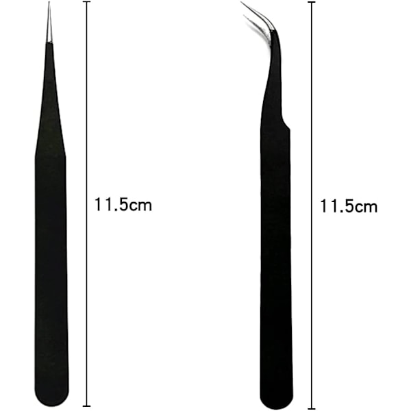Tjocka Nagelkonst-Pincetter (2 st) - Rostfritt Stål, Raka och Böjda Spetsar