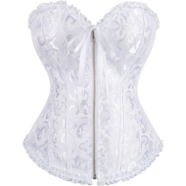 Kvinnors snörning benad överbyst korsett Bustier underkläder White XS