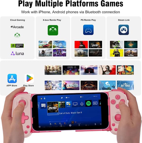 2025 Seneste Model Trådløs Telefoncontroller til iPhone/Android, Mobil Spilcontroller med Hall Joystick Egnet til Xbox Cloud Gaming