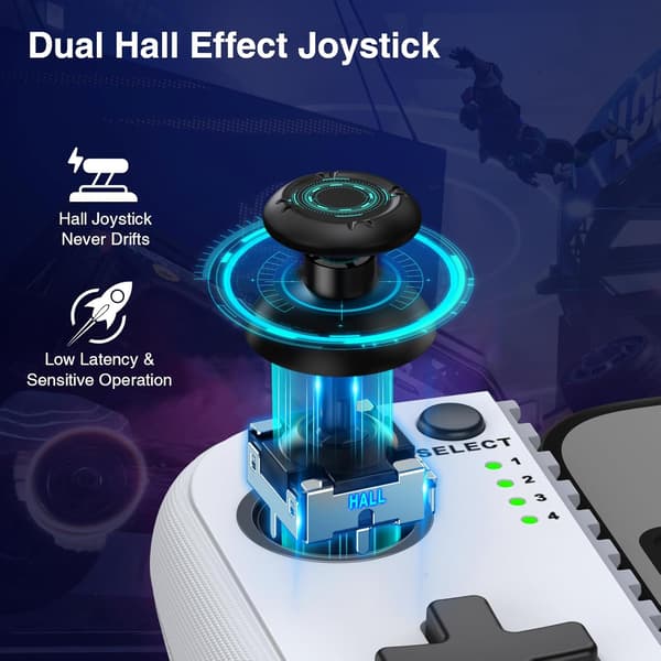 2025 Seneste Model Telefon Controller til iPhone/Android - Mobil Gaming Controller med Hall Effect Joystick, Understøttelse af Telefoncover, Turbo Func