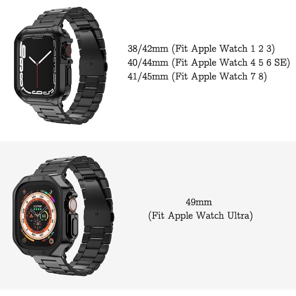 Kompatibel med Apple Watch Band och case Black 42/44/45mm