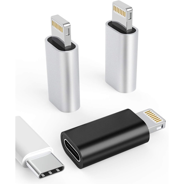 Högkvalitativt, helt nytt 3-pack USB C Hona till Lightning Hane Adapter för iPhone 12/11/8 X XR/XS/SE/7Plus/Pro Max Ipad Air Mini Typ