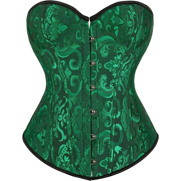 Kvinnors Bustier Korsett Topp Sexig Lingerie Set Svart Satin Black Green XL