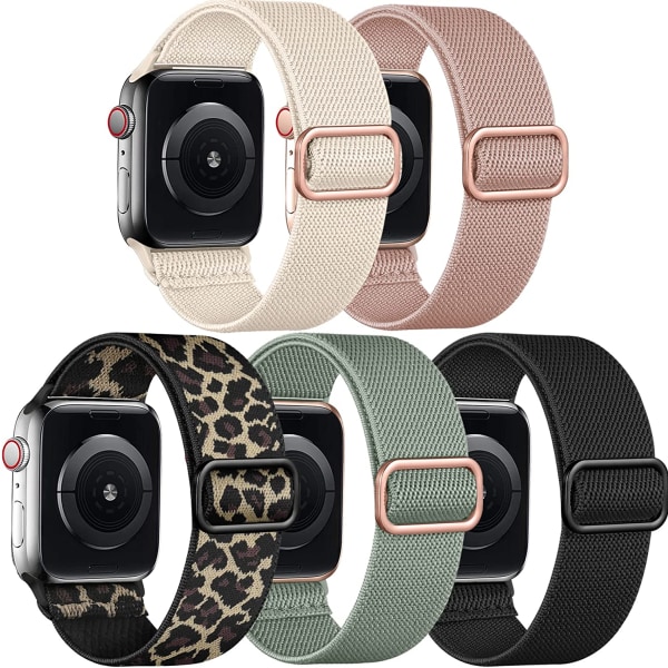 5-pack Stretcha Solo Loop-band Kompatibla med Apple Watch 5PCS 2 42/44/45/49mm