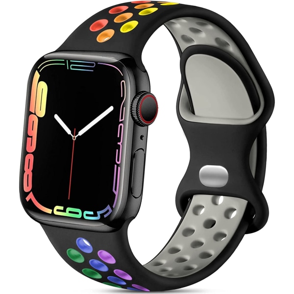 Kompatibel med Apple Watch-armband 45mm 44mm 42mm 49mm Black/Rainbow 42mm/44mm/45mm/49mm M/L