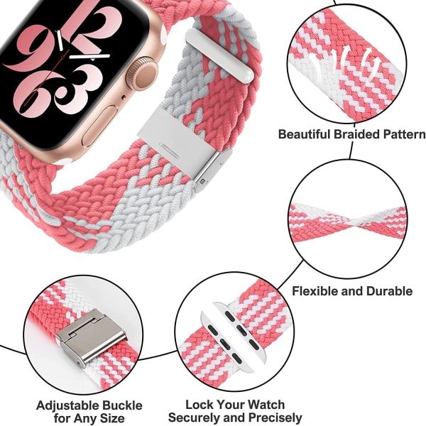 Kompatibel med Apple Watch-armband 44mm 40mm 38mm 42mm 41mm Pink/White 42mm/44mm/45mm/49mm