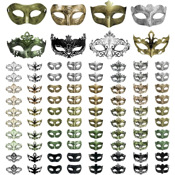 2025 Senaste Modell 80 Stycken Maskeradmasker Vintage Antika Masker Venetianska Festmasker