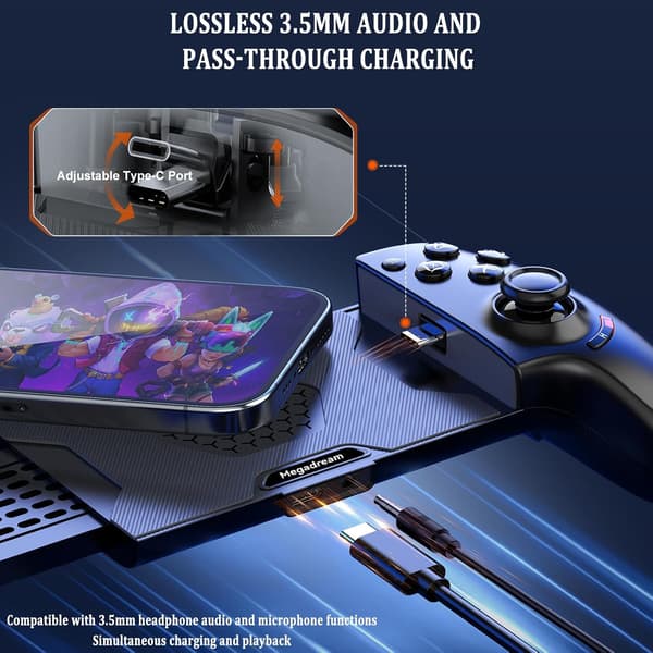 2025 Seneste Model Telefon Controller til iPhone 16/iPhone 15/Android USB C Mobil Gaming Controller med 3,5 mm Audio Jack, Fjernbetjent Player Gam