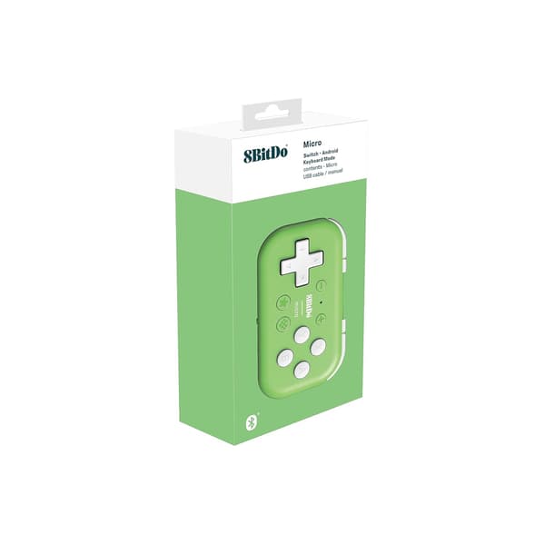 2025 Seneste Model Mikro Bluetooth Gamepad Lommeformat Mini Controller til Switch, Android og Raspberry Pi, Understøtter Keyboard Mode (Grøn)