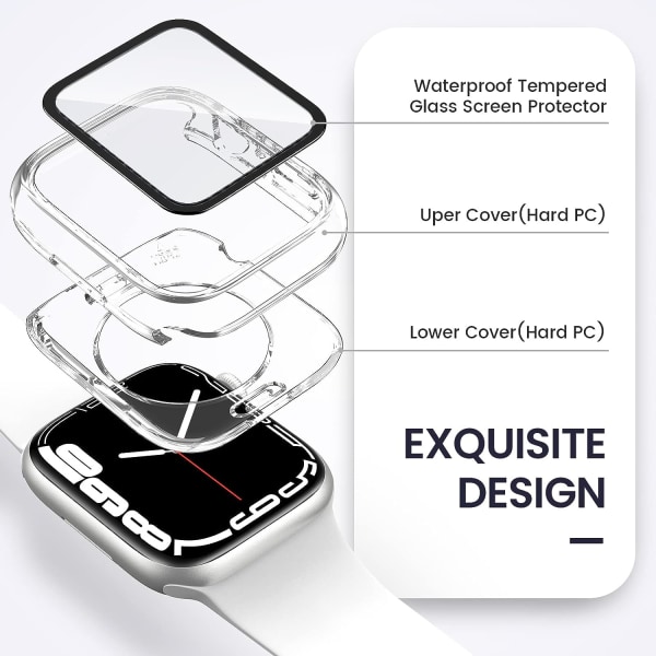 [2 i 1] för vattentät Apple Watch -skärm Clear 41mm