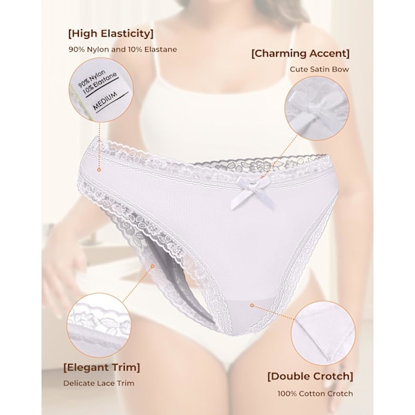 2025 Senaste Modell Sömlösa Trosor för Kvinnor Spets G-string Osynliga Trosor Andningsbara Underkläder Vit*1 Small