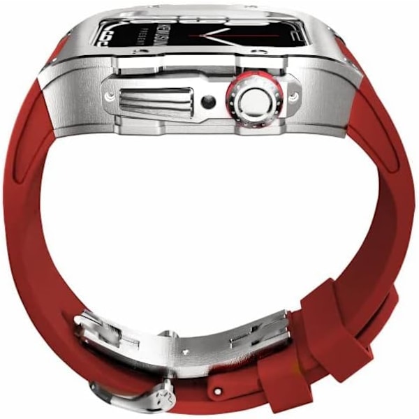 Rm mod-kit för Apple Watch Series 8 7 45 mm Metall Red Silver For 6 5 4 se 44MM