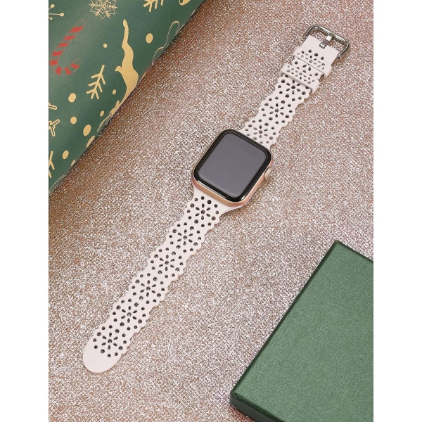 Kompatibel med Apple Watch Band Lace Women Flower Cut-outs Stretchy