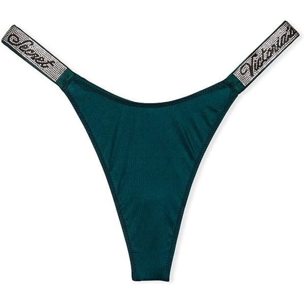 Shine Strap Thong Underkläder för kvinnor, mycket sexig kollektion Deepest Green M