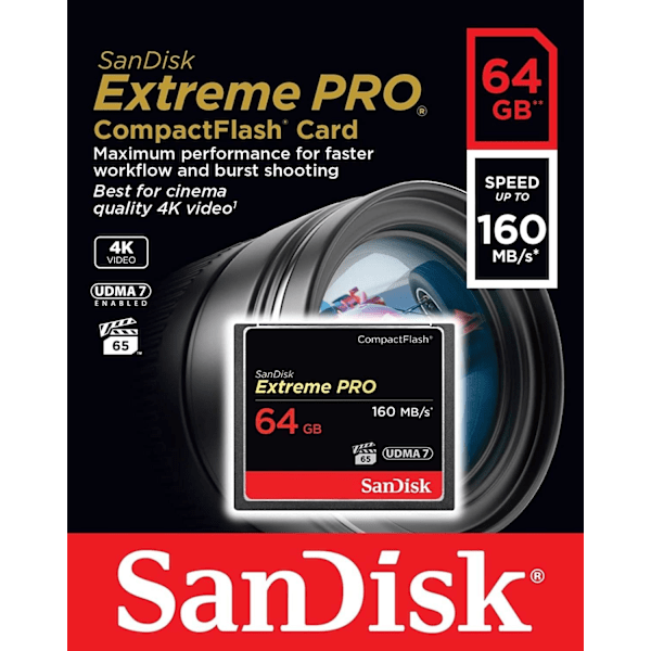 2025 Senaste Modell 64GB Extreme PRO Compact Flash Minneskort UDMA 7 Hastighet Upp Till 160MB/s - SDCFXPS-064G-X46 Svart 64GB