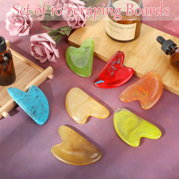 2025 Senaste Modell 16 st Gua Sha Ansiktsverktyg Gua Sha Sten Ansiktsmassageverktyg Ansiktsmassager för Kroppsspa Akupunktur Lindra M