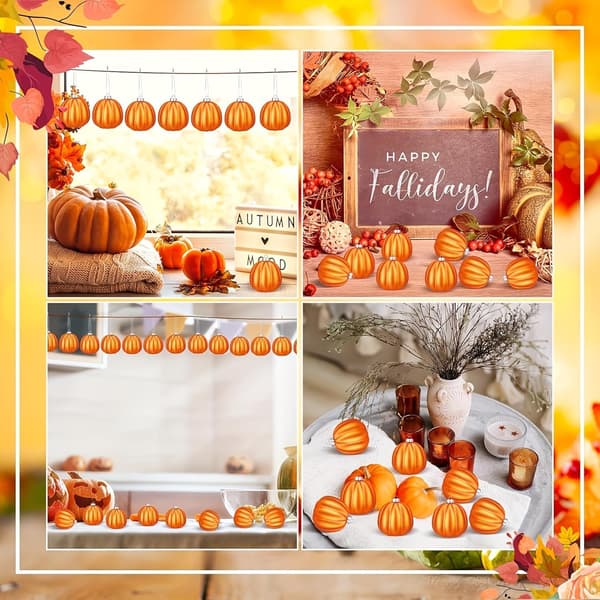 24 stk. orange græskar hængepynt 2 tommer mini græskar kugle | Efterårshøstdekoration til gør-det-selv-håndværk Thanksgiving Halloween juletræ efterår P