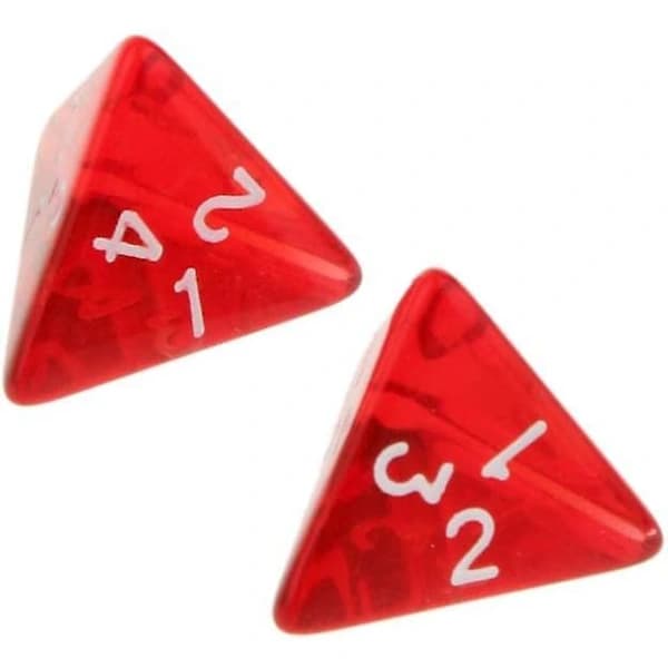 Røde polyedriske akryl D&D-terninger, 4-sidige D4 RPG-rollespillterninger, 65 stykker