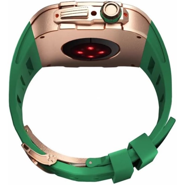 Rm mod-kit för Apple Watch Series 8 7 45 mm Metall Green Rosegold For 6 5 4 se 44MM