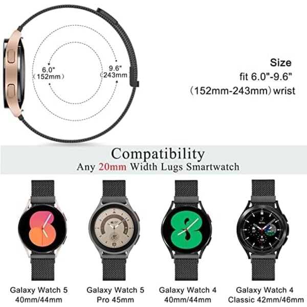 Metallband som är kompatibla med Galaxy Watch 6/5/4 Band 40mm