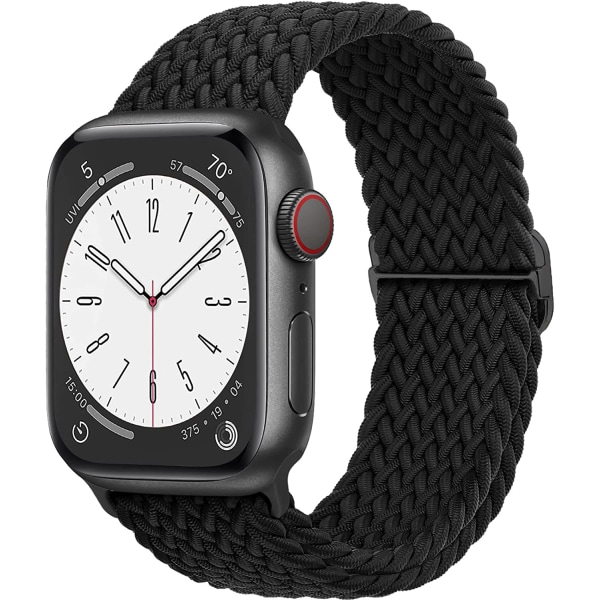 Flätad Solo Loop kompatibel med Apple Watch Band 38 mm Black 38/40/41mm