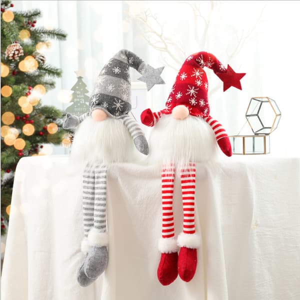 Julepynt Lysende Langbenet Plysdukke Ornament