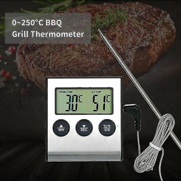 Kjøkkentermometer timer elektronisk probe kjøtttermometer grilltermometer