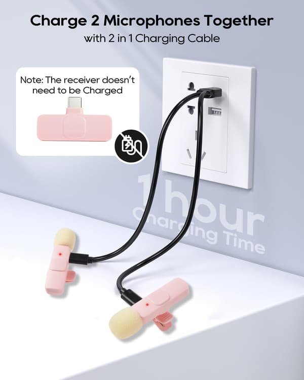 2025 Seneste Model Mini Pink Mikrofon til iPhone Android Telefon Tablet iPad PC, USB C Trådløs Lavalier Mikrofon til Videooptagelse Vlogging Y