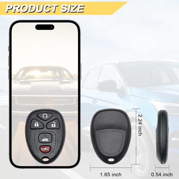 Nyckelbricka Ersättning för 2006-2013 Chevrolet Impala/ 05-07 Monte Carlo/ 06-11 DTS & Buick Lucerne Bil Nyckellös Fjärrkontroll,