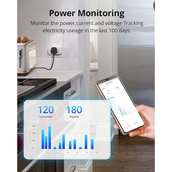 S40 Wifi Smart Plug med Energibesparing, 15A Smart