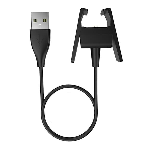 Erstatnings USB-oplader opladerkabel dock-adapter til smartwatches, kompatibel med Fitbit Charge 2 pulsmåler (sort).