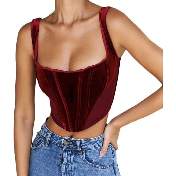 Sexiga kvinnor Push Up Bustiers Korsetter Strapless Off Shoulder Back Zipper Wine S