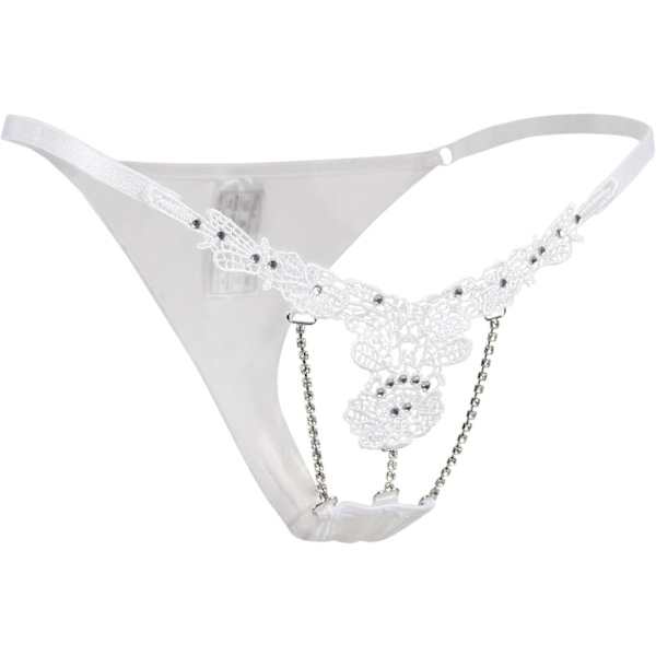 2025 Senaste Modell G-String Trosor för Kvinnor Slampiga Sexiga Trosor med Pärla Plus Size Spets T-Back Brief Underkläder G-String Lingerie Wh