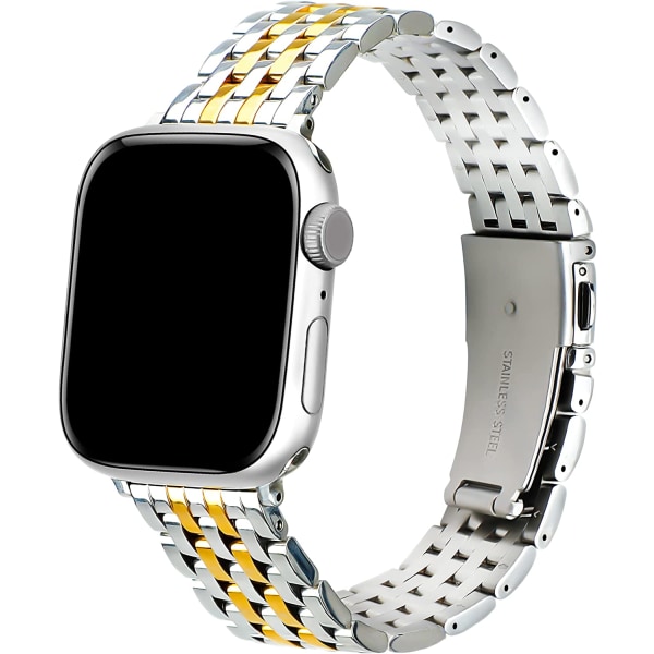 Armband till Apple Watch 38mm 40mm 41mm 42mm 44mm 45mm Series Silver Gold 41mm 40mm 38mm