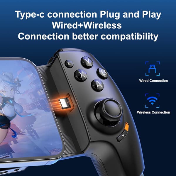 2025 Seneste Model Telefon Spil Controller til Android & iPhone 15/16 Serie Hall Effect Joystick & Plug & Play USB-C Controller, Ingen Forsinkelse Præc