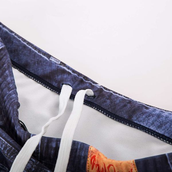 2025 Senaste Modell Herr Badbyxor Denimtryck Strandbadkläder Baddräkt Bikini Trosor Indigo X-Large