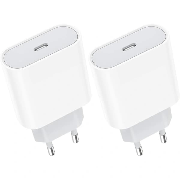 20W 2-pack USB-C snabbladdare, USB-C vägguttag Typ C AC-strömadapter
