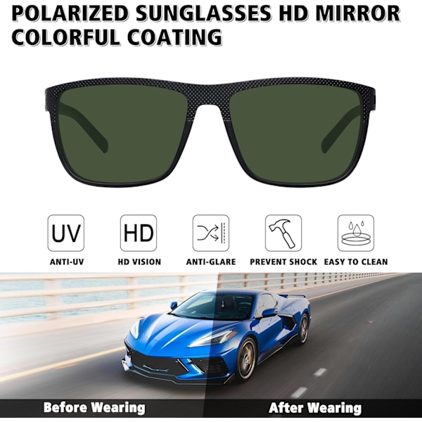 2025 Senaste Modell Polariserade Solglasögon för Män Kvinnor Klassiska Fyrkantiga Sportfiske Löpning Golf Solglasögon UV-Skydd 3-pack-svart