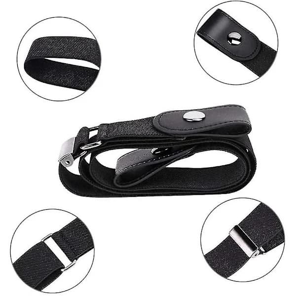 Elastisk belte for damer uten spenne, fritt elastisk midjebelte kompatibelt med kvinner 60cm