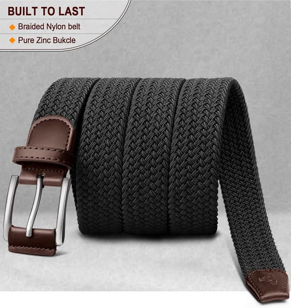 Bälte för män 2-pack, present till män, stretchflätat vävbälte elastiskt för vardagsgolfjeans, 1 3/8\"