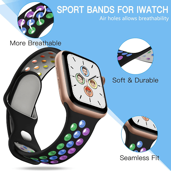 4-pack Sportband Kompatibla med Apple Watch 41 mm 40 mm 4pcs 1 38mm/40mm/41mm S/M