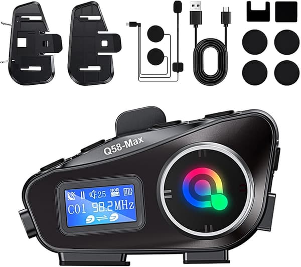 2025 Seneste Model Motorcykel Intercom Hjelm Bagklips Bluetooth Headset LCD Vandtæt