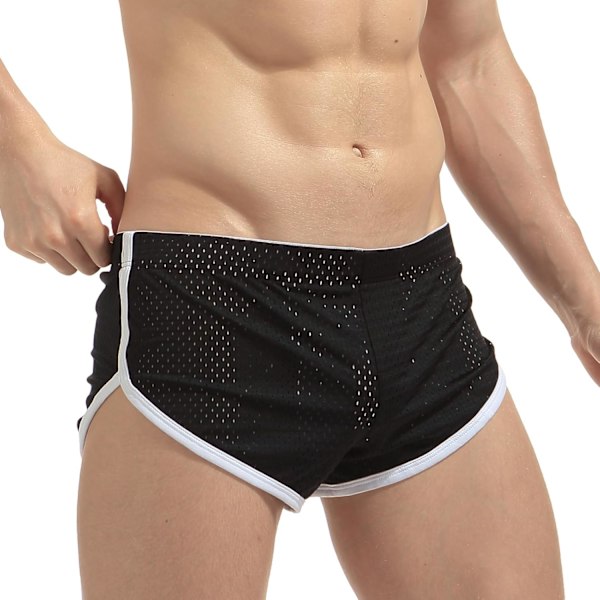 2025 Senaste Modell Herr Mesh Booty Shorts 3 Tum Sexiga Mjuka Lounge Aktiva Shorts Ranger Trosor Svart Medium